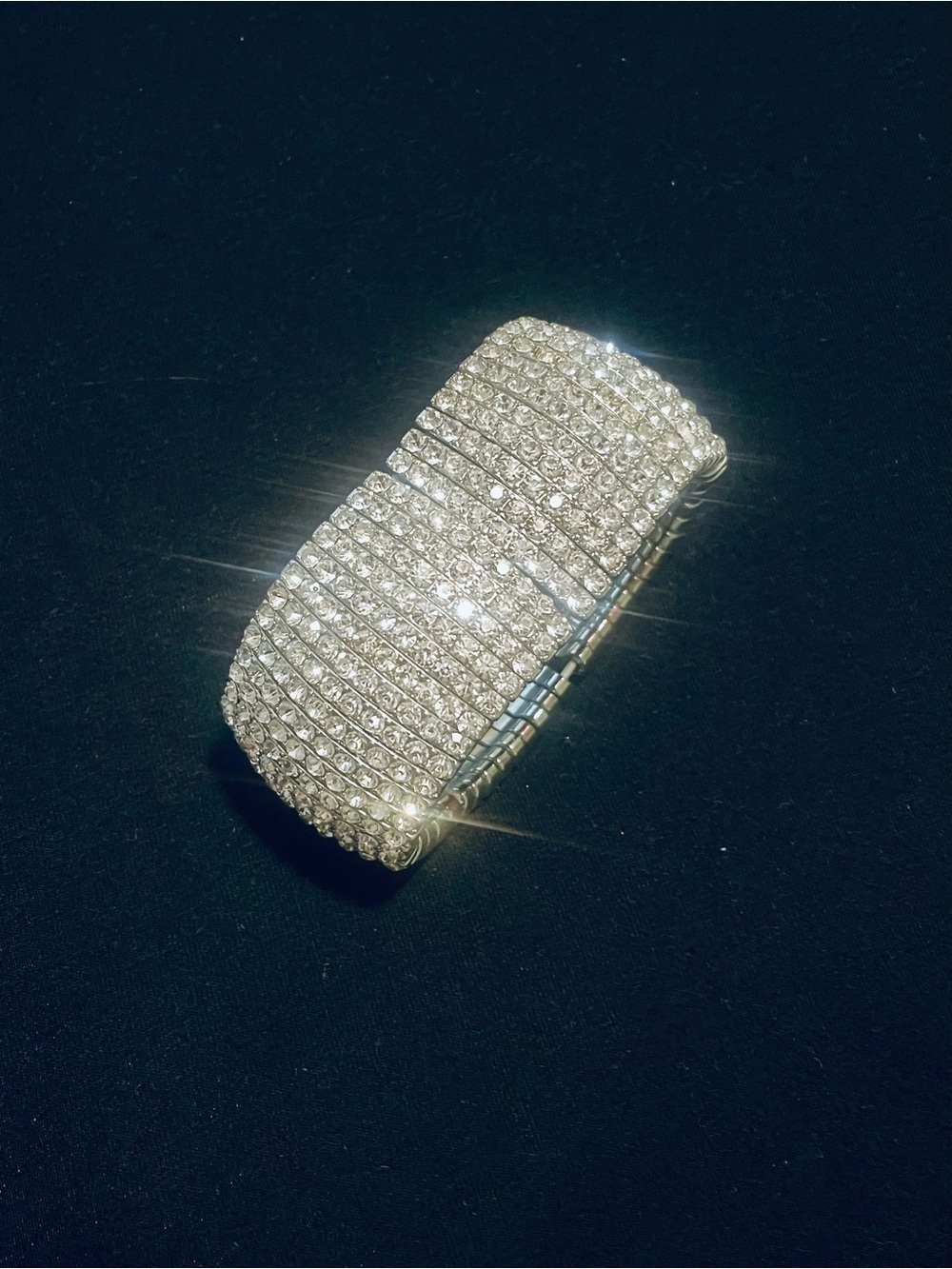 Silver Crystal Stretch Bracelet with Pavé Sparkle